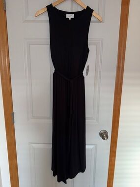 Soma Black Sleeveless Maxi Dress with Waist Tie